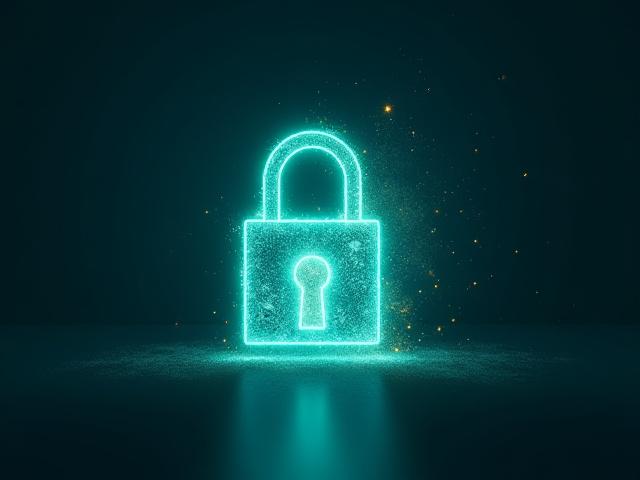 Glowing digital padlock icon overlaid on a Mac screen, symbolizing robust cybersecurity and virus removal.